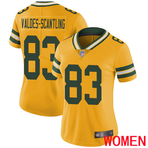 Green Bay Packers Limited Gold Women #83 Valdes-Scantling Marquez Jersey Nike NFL Rush Vapor Untouchable->youth nfl jersey->Youth Jersey